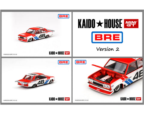 Kaido House x Mini GT 1:64 Datsun 510 Pro Street BRE #46 Version 2 Matte White