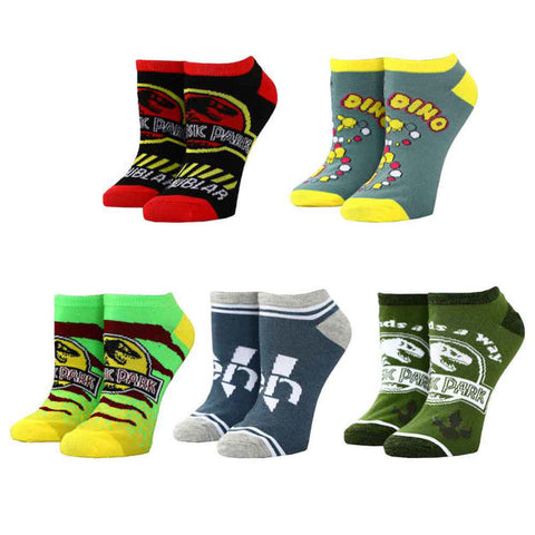 Jurassic Park Classic Logo Mixed Art 5-Pack Ankle Socks