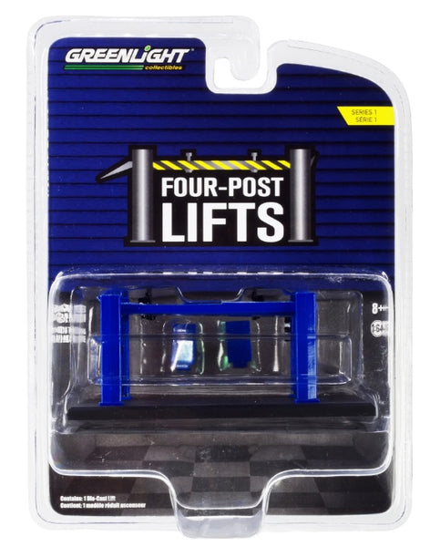 Greenlight Adjustable Four-Post Lift Blue 1:64