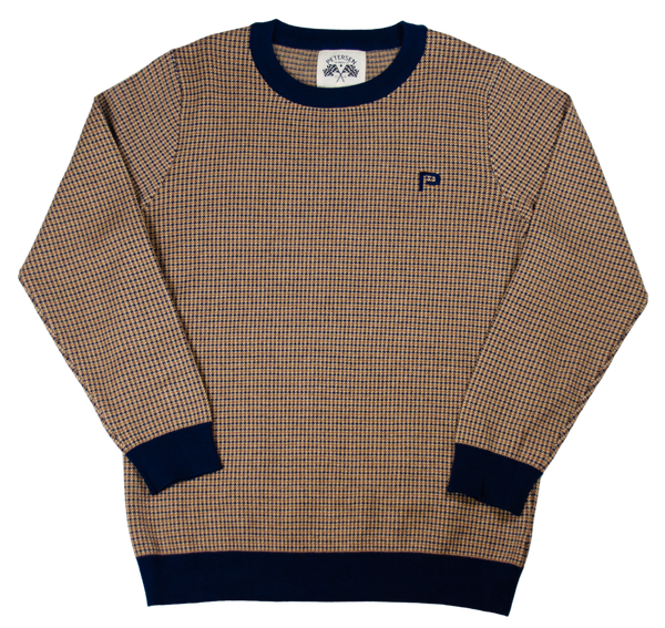 Petersen Sweater - Blue & Brown Houndstooth