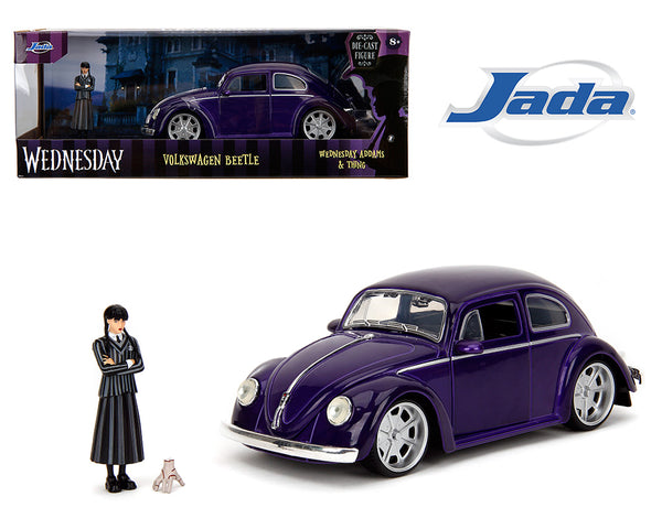 Jada 1:24 Volkswagen Beetle with Wednesday Addams and Thing Figures