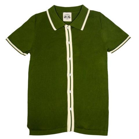 Petersen Museum Knit Polo - Green Button Down