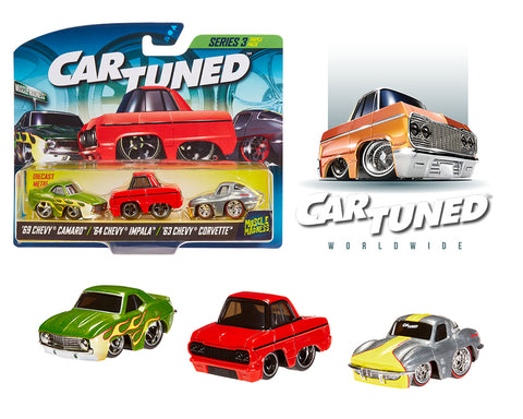 Lowriders Series 3-Pack 1969 Chevrolet Camaro, 1964 Chevrolet Impala, 1963 Chevrolet Corvette