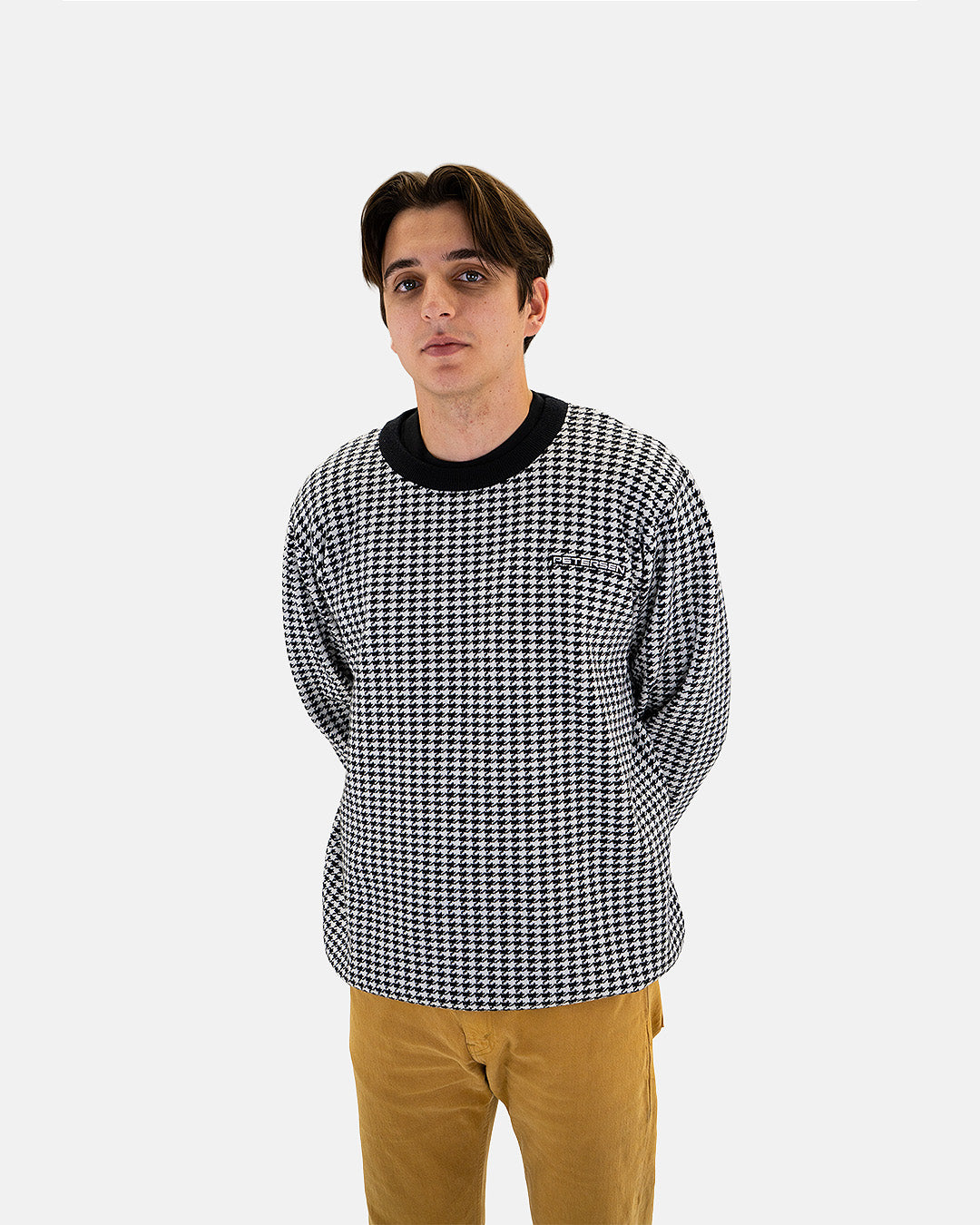 Petersen Sweater - Black & White Houndstooth – Petersen Automotive