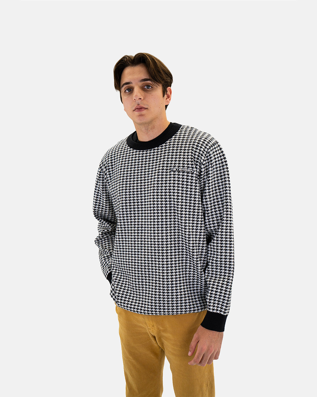 Petersen Sweater - Black & White Houndstooth – Petersen Automotive