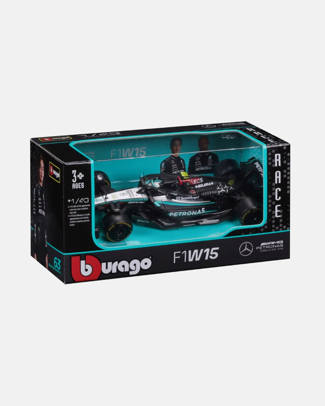 Bburago 1:43 AMG Petronas Formula 1 Team F1W15 #44 Lewis Hamilton 2024 – Race