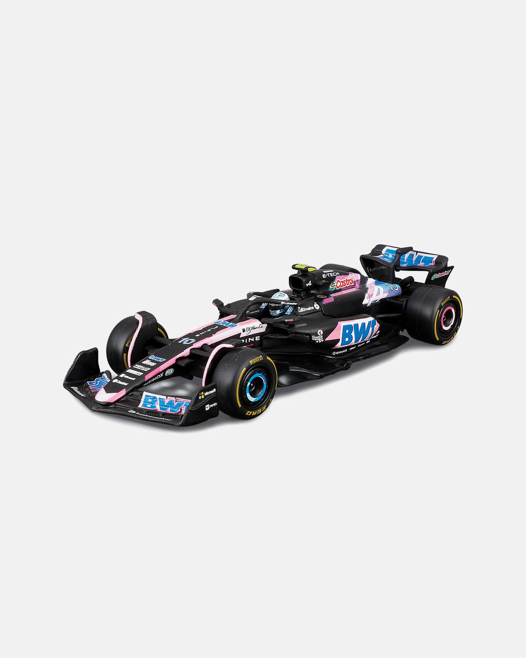 Bburago 1:43 BWT Alpine F1 Team A524 #10 Pierre Gasly in Acrylic Case with Seated Driver – Formula Racing