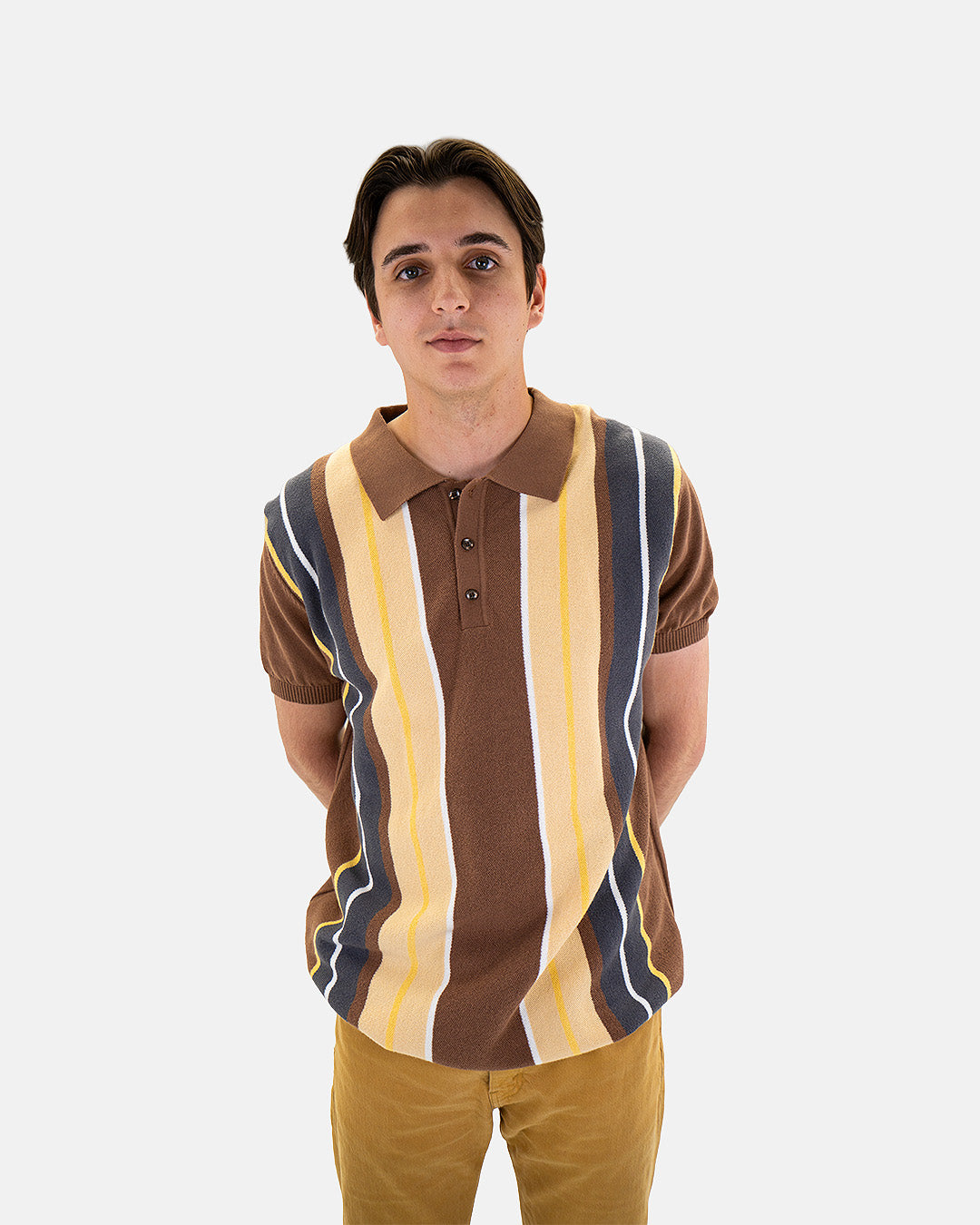 トップス BoTT MARLED KNIT POLO / BROWN BoTT / MARLED KNIT POLO / BROWN | Sophomore