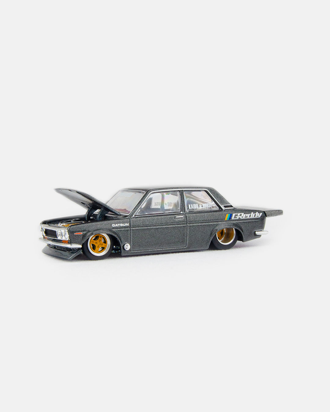 Kaido House x Mini GT 1:64 Datsun 510 Pro Street GREDDY Gunmetal Grey