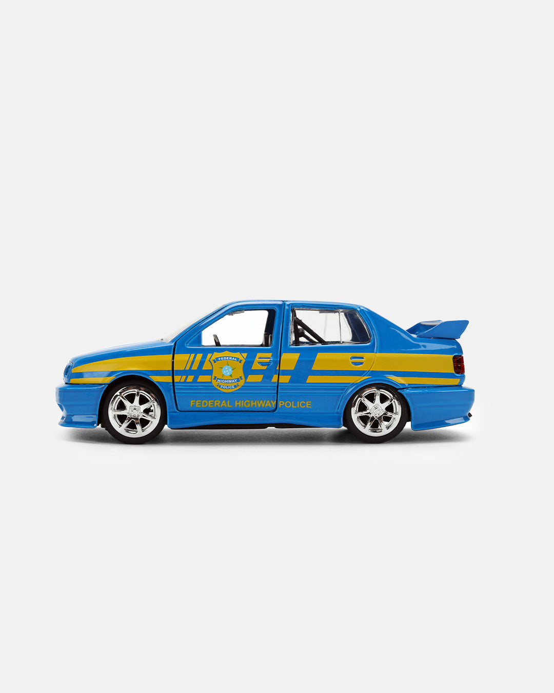 Jada 1:32 Fast & Furious Volkswagen Jetta Federal Highway Police – Blue with Yellow Stripes