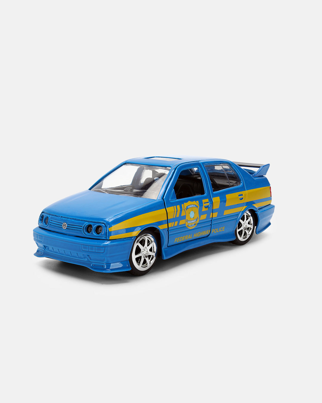 Jada 1:32 Fast & Furious Volkswagen Jetta Federal Highway Police – Blue with Yellow Stripes