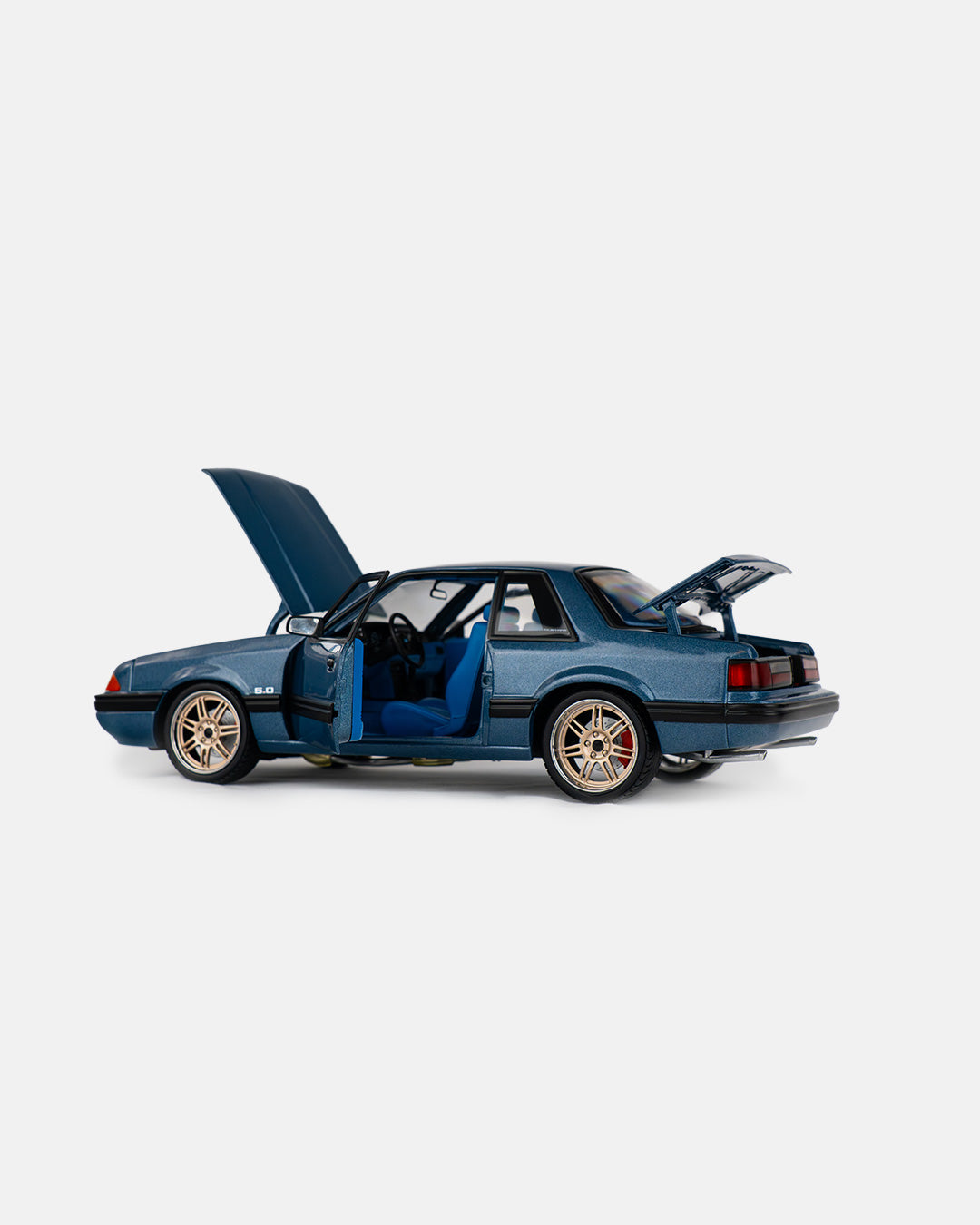 Greenlight - 1:18 GMP Detroit Speed, Inc. 1989 Ford Mustang 5.0 LX Medium Shadow Blue with Custom 7 Spoke Wheels