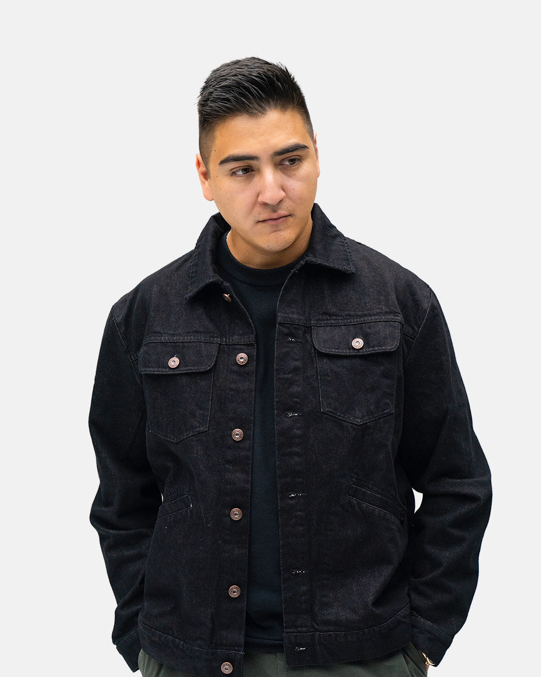 Petersen Jacket - Black Denim Trucker Jacket – Petersen Automotive