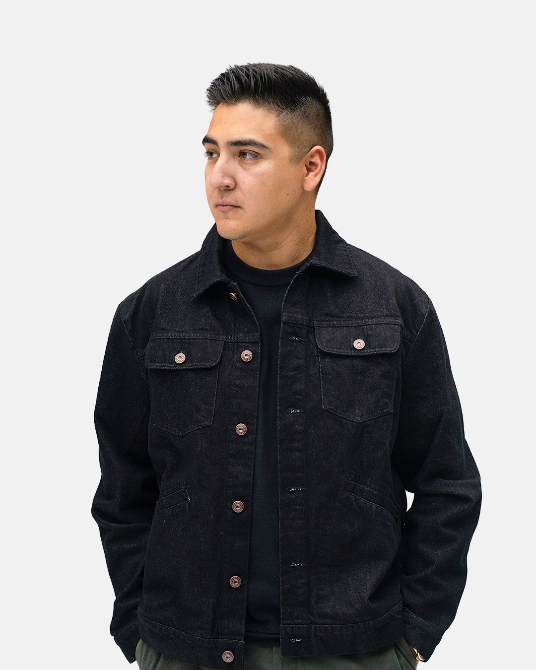 Petersen Jacket - Black Denim Trucker Jacket – Petersen Automotive