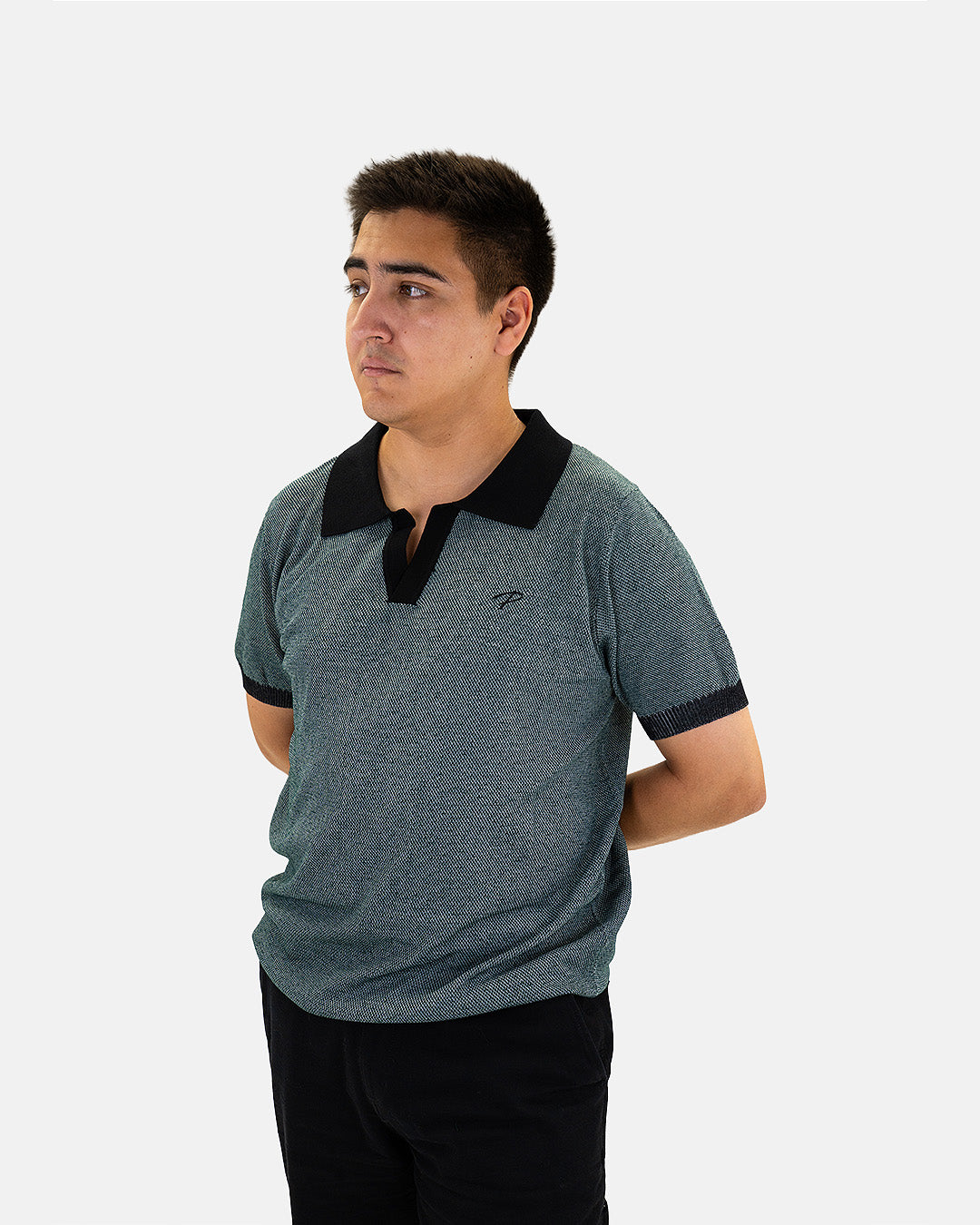 Petersen Museum Knit Polo - Green Johnny Collar