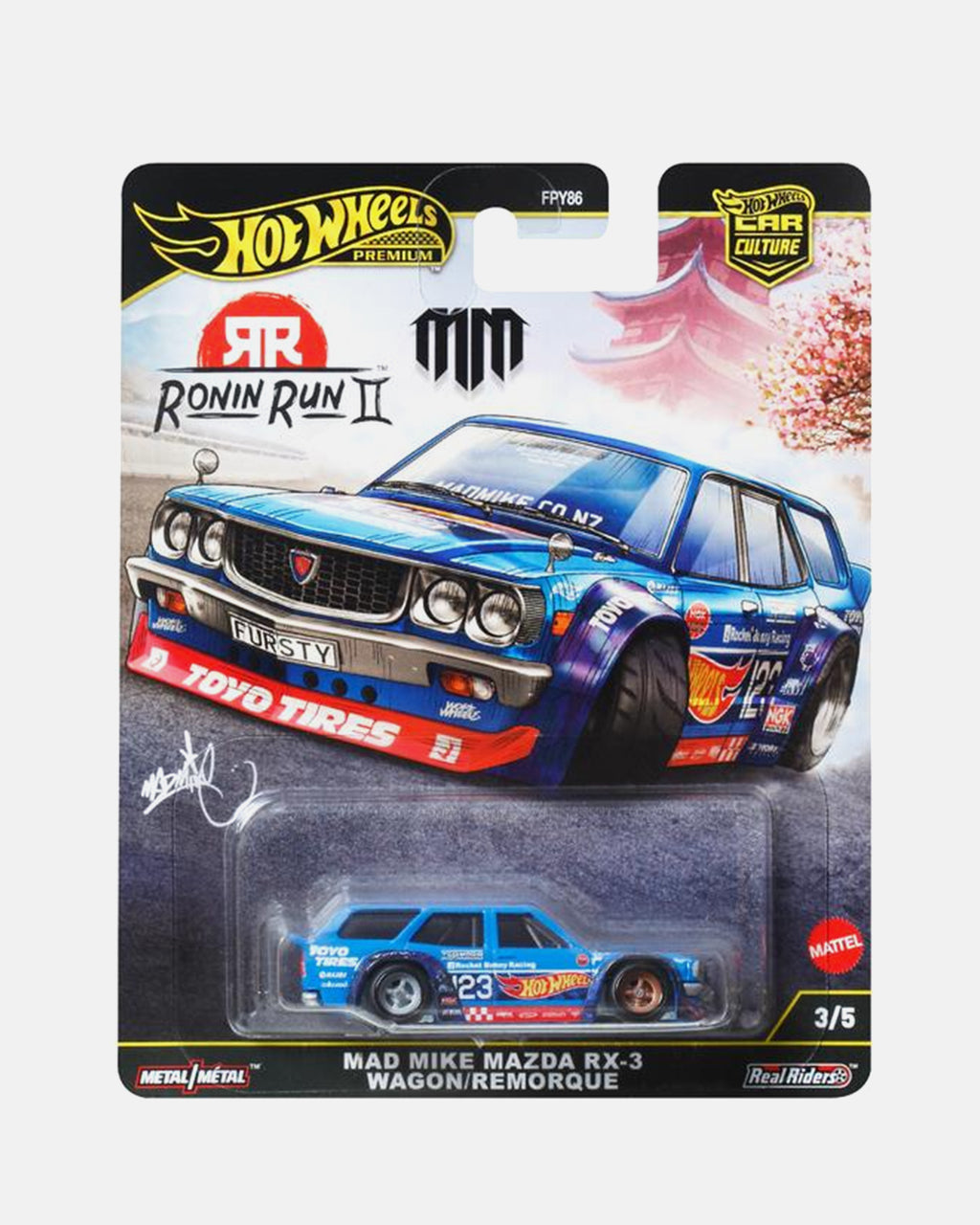 Hot Wheels Car Culture - Ronin Run II Mad Mike Mazda RX-3 Wagon/Remorque