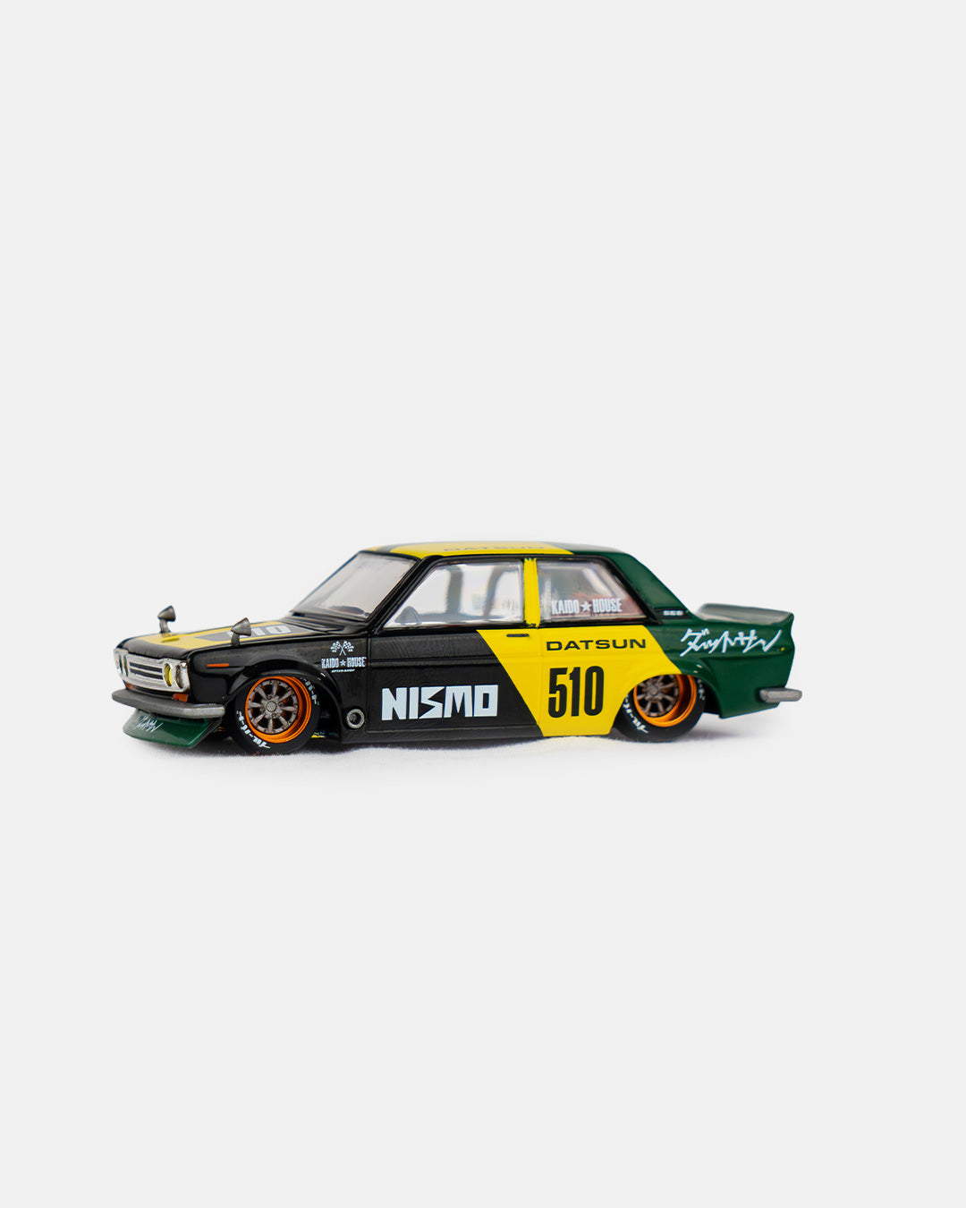 Kaido House x Mini GT 1:64 Datsun Street 510 Racing V2 – Black Yellow