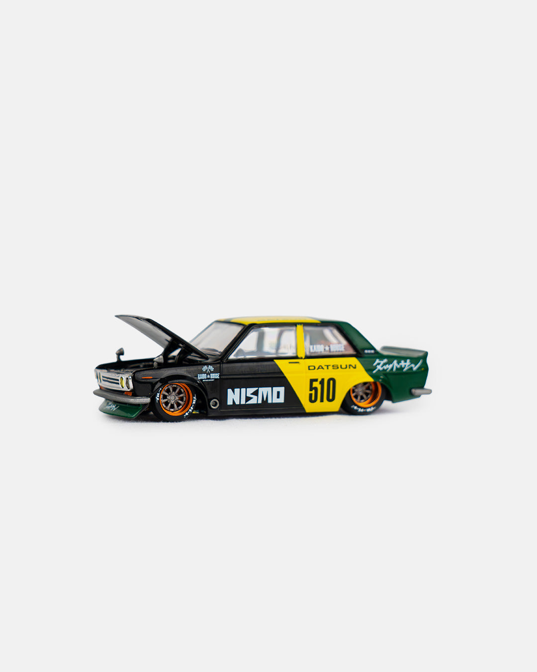 Kaido House x Mini GT 1:64 Datsun Street 510 Racing V2 – Black Yellow