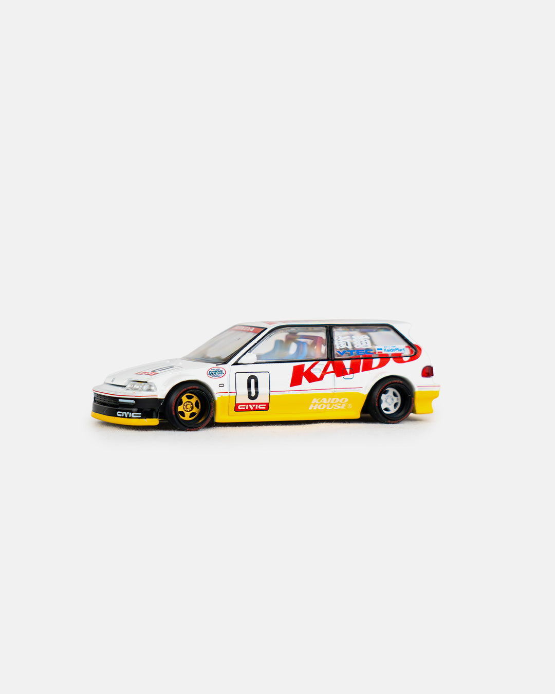 Kaido House x Mini GT 1:64 Honda Civic (EF) Kanjo V1 – White/Yellow