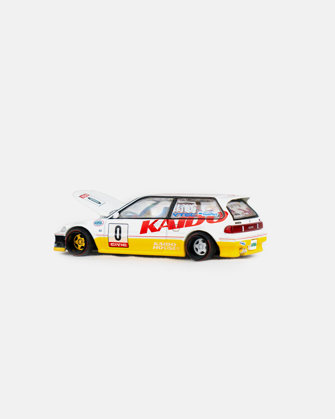 Kaido House x Mini GT 1:64 Honda Civic (EF) Kanjo V1 – White/Yellow