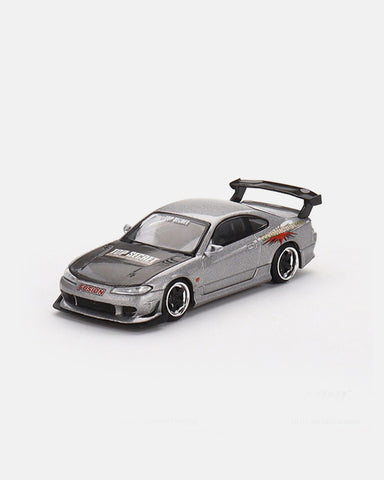 Mini GT 1:64 Nissan Silvia Top Secret (S15) – Silver – Mijo Exclusives