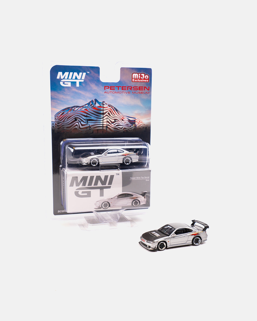 Mini GT 1:64 Nissan Silvia Top Secret (S15) – Silver – Mijo Exclusives