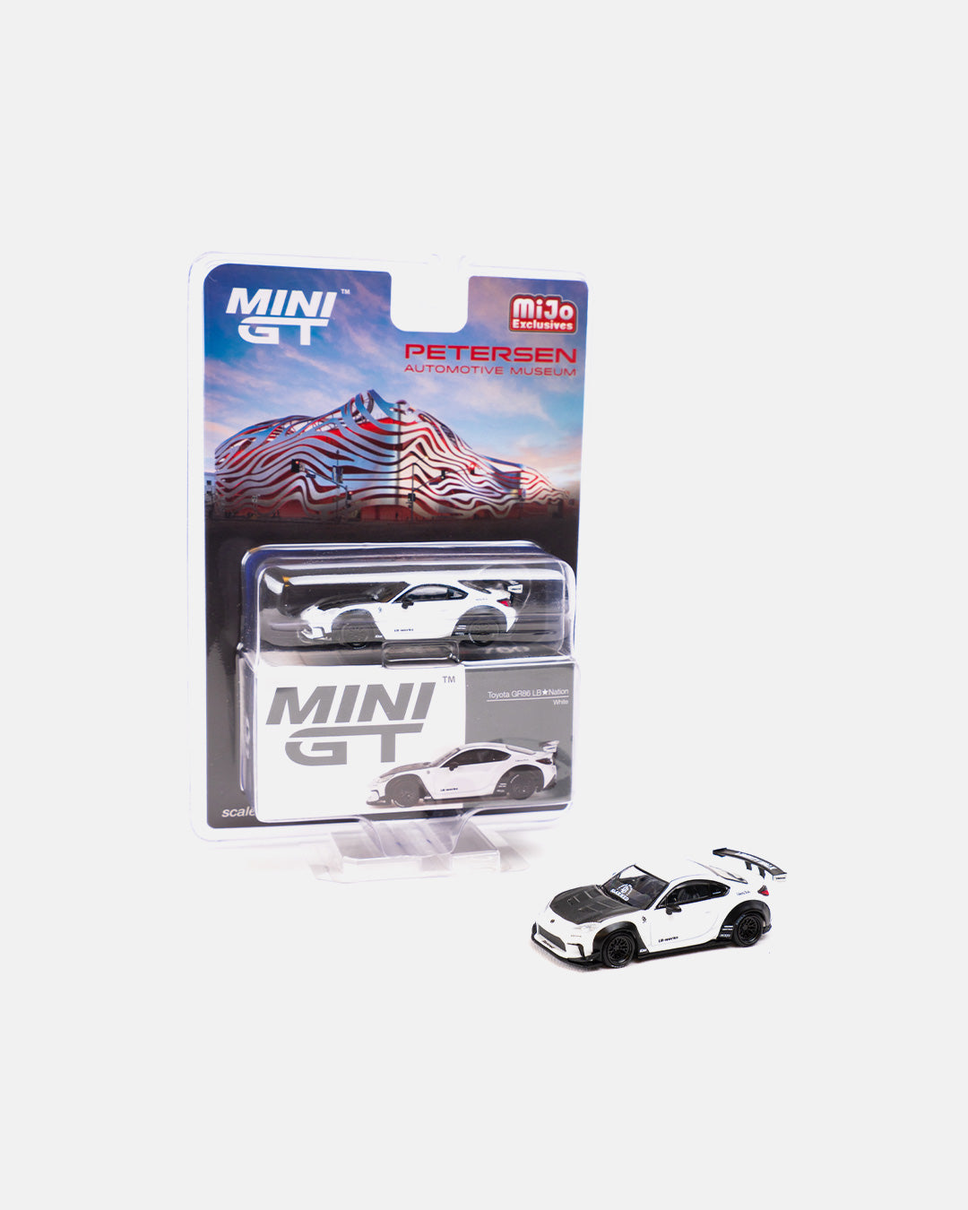 Mini GT 1:64 Toyota GR86 LB Nation (White) – Petersen Exclusives