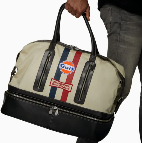 Gulf Leather/Canvas Track Sport Dual-Compartment Bag in Sand