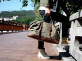 Leather Strap Waxed Canvas Weekender Bag