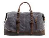 Leather Strap Waxed Canvas Weekender Bag