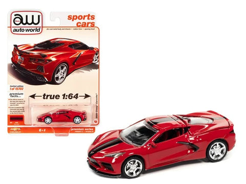 1:64 2020 Chevrolet Corvette – Torch Red with Twin Black Stripes
