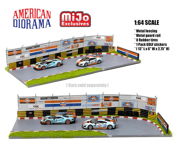 MiJo Exclusives Racetrack Diorama with Auto World Gulf Racing Livery
