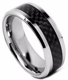 Tungsten Carbide 8mm Comfort Fit Ring - Carbon Fiber Inlay