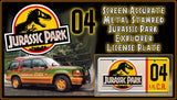 Jurassic Park Ford Explorer Tour Vehicle #04 Metal Stamped Replica Prop License Plate