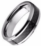 Tungsten Carbide 8mm Comfort Fit Ring - Carbon Fiber Inlay