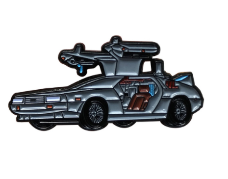 Back To The Future Side View Open Doors Delorean Pin