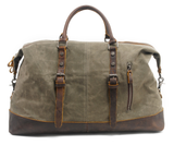 Leather Strap Waxed Canvas Weekender Bag