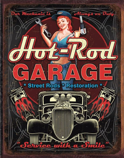 Hot Rod Garage - Pistons Metal Sign