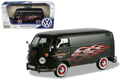 Volkswagen Type 2 T1 Bus Matte Black with Flames